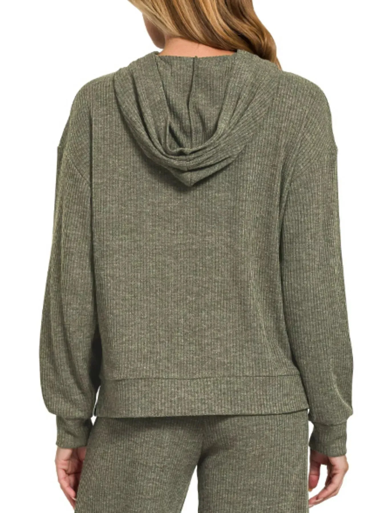 Zenana Drop Shoulder Ribbed Crop Hoodie sold by Charming Charlie product image thumbnail 3