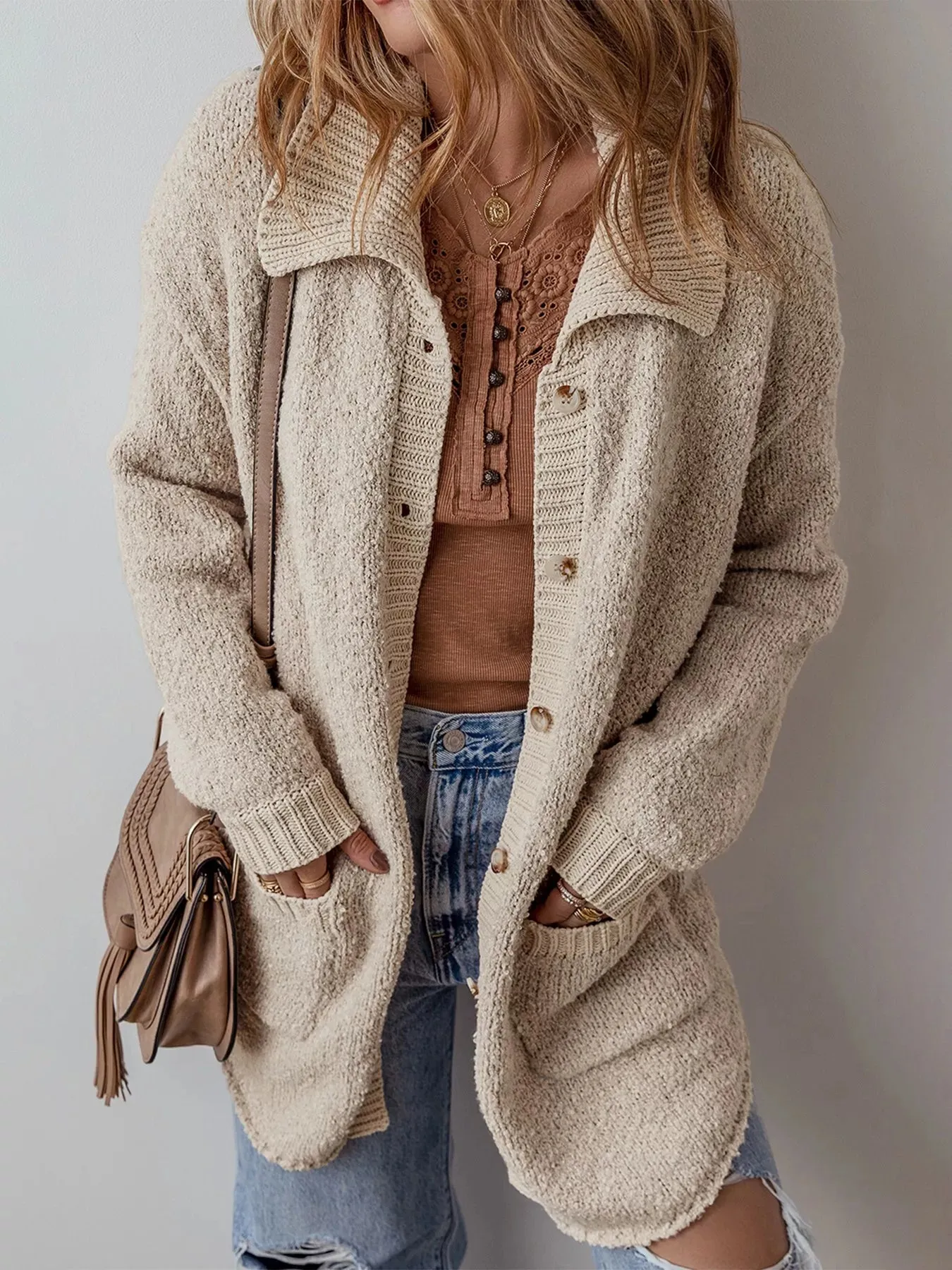 Button-Up Cardigan with Pockets sold by Charming Charlie product image thumbnail 4