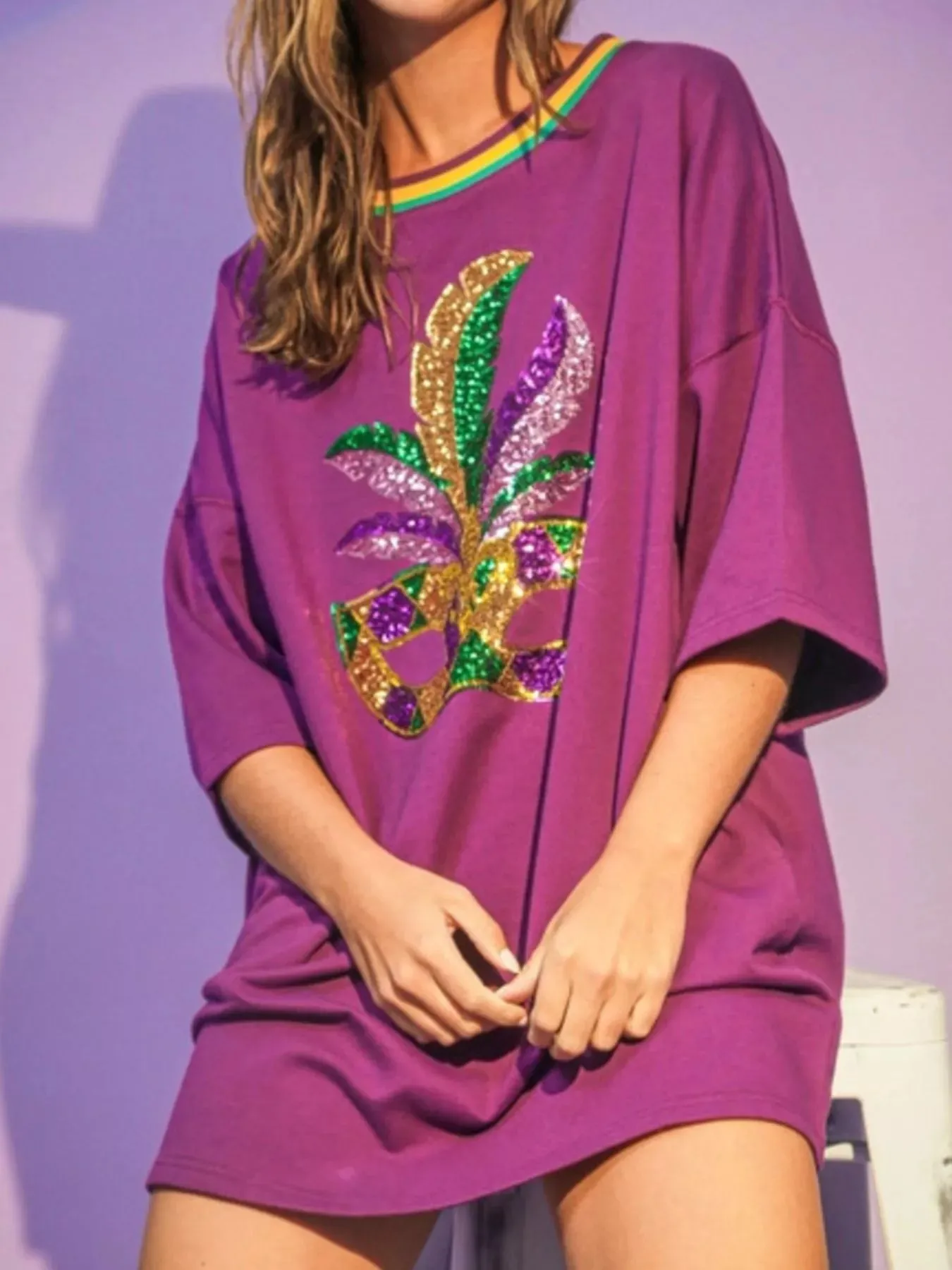 Sequin Round Neck 3/4 Sleeve Dress sold by Charming Charlie product image thumbnail 4