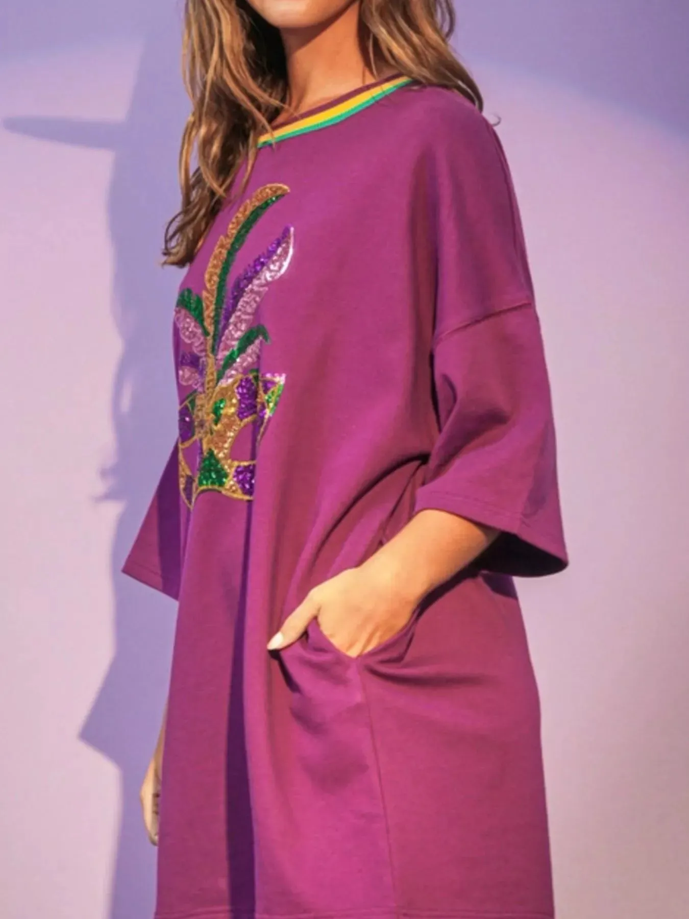 Sequin Round Neck 3/4 Sleeve Dress sold by Charming Charlie product image thumbnail 2