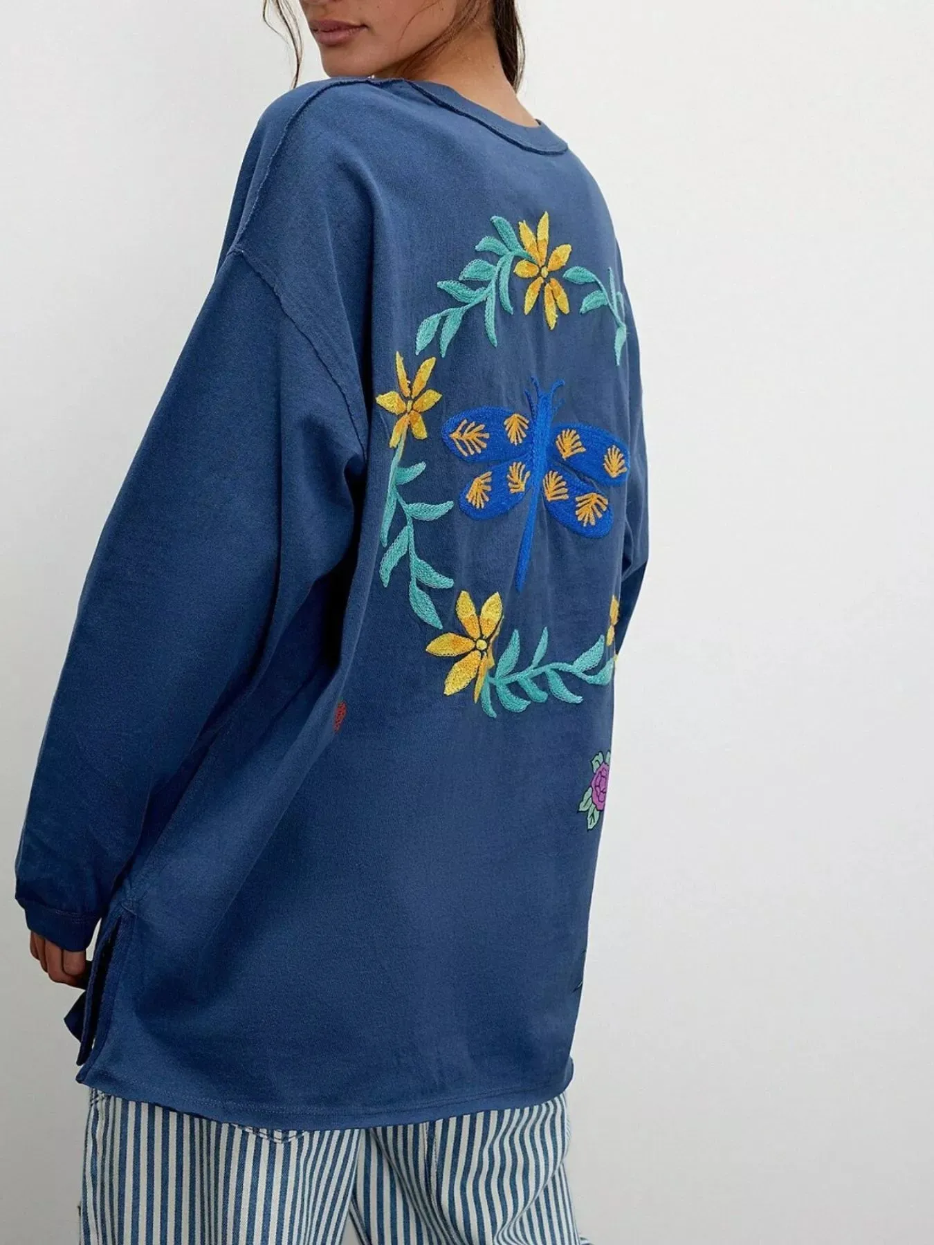 Embroidered Crew Neck Long Sleeve Sweatshirt sold by Charming Charlie product image thumbnail 2