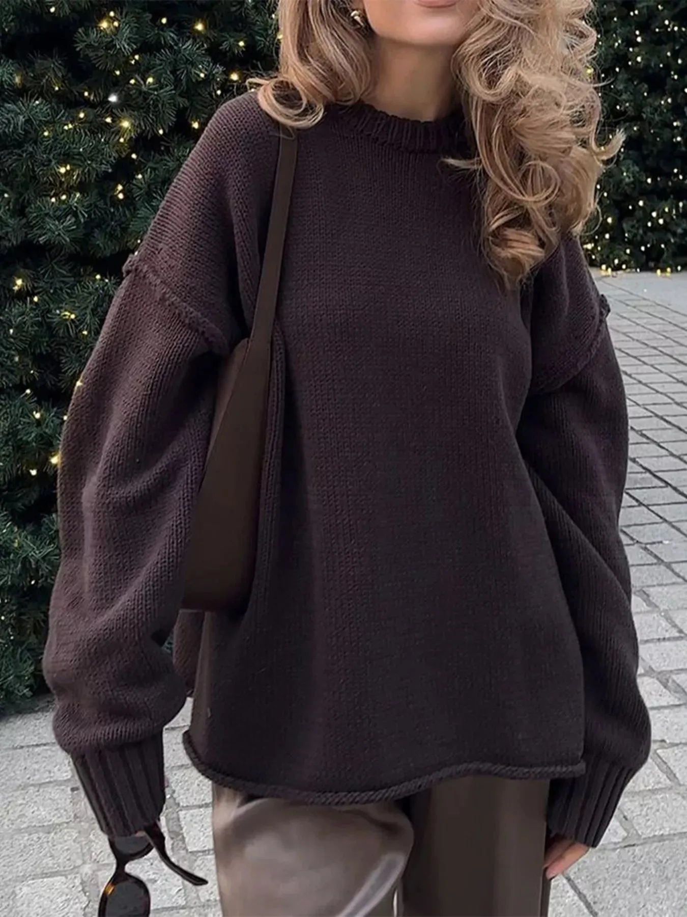 Round Neck Dropped Shoulder Sweater sold by Charming Charlie product image thumbnail 3