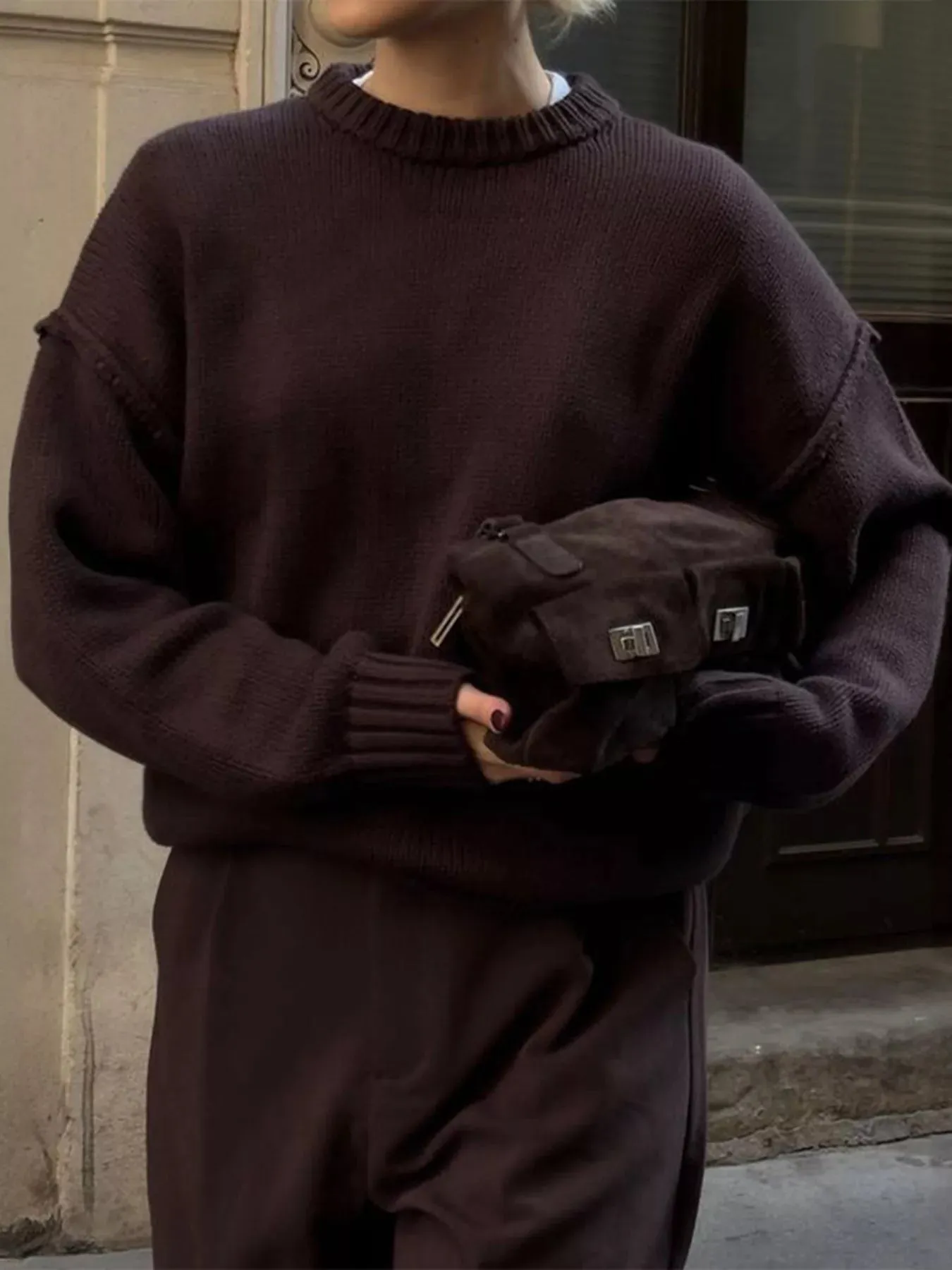 Round Neck Dropped Shoulder Sweater sold by Charming Charlie product image thumbnail 2