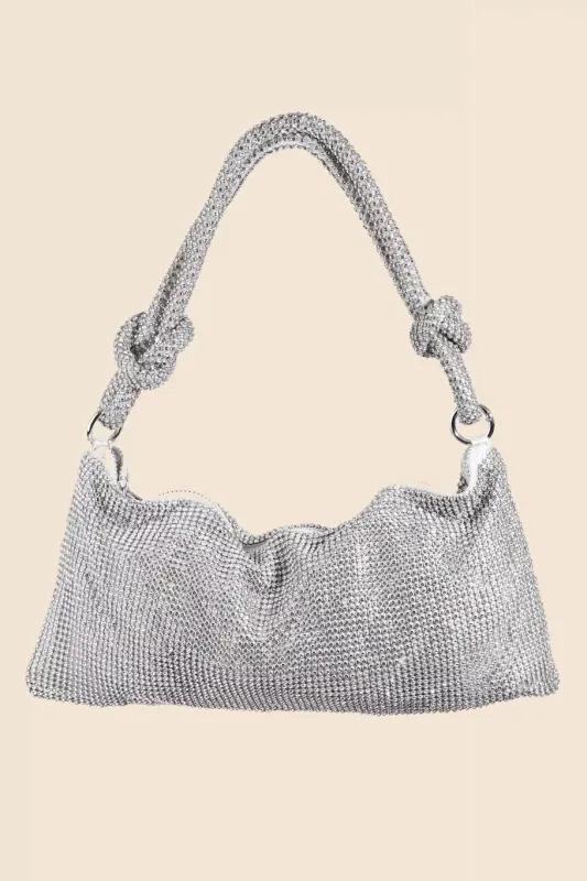 Fame Rhinestone Studded Hobo Bag sold by Charming Charlie