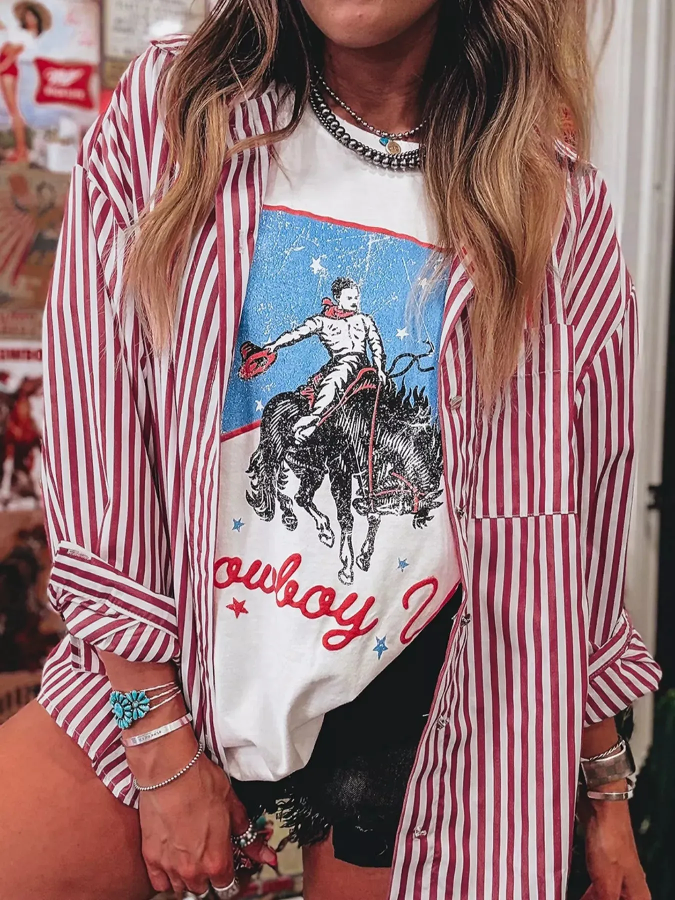 Striped Button-Up Long Sleeve Shirt sold by Charming Charlie product image thumbnail 3