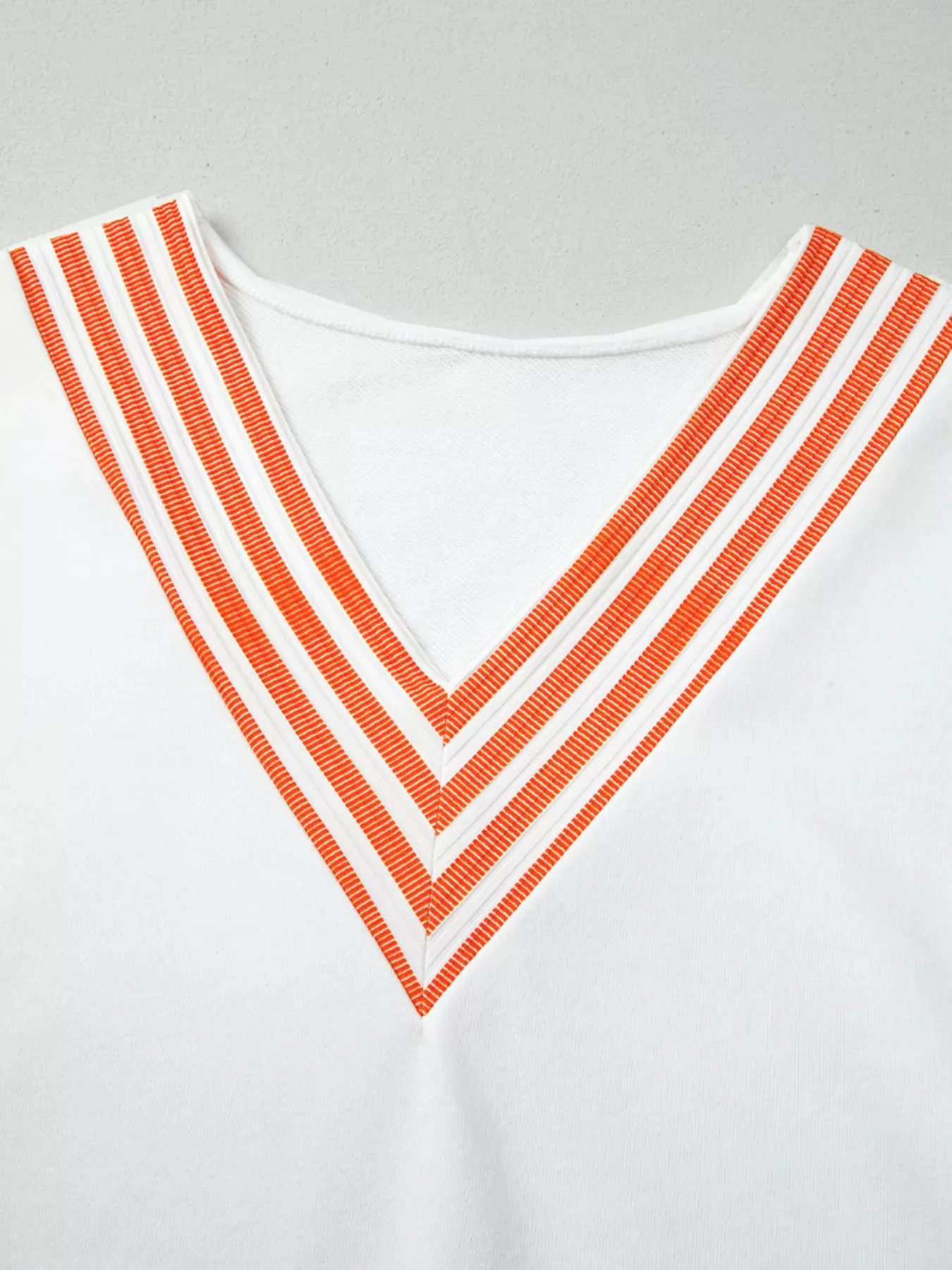 Stripe V Neck Drop Shoulder Patchwork Long Sleeve Top sold by Charming Charlie product image thumbnail 5