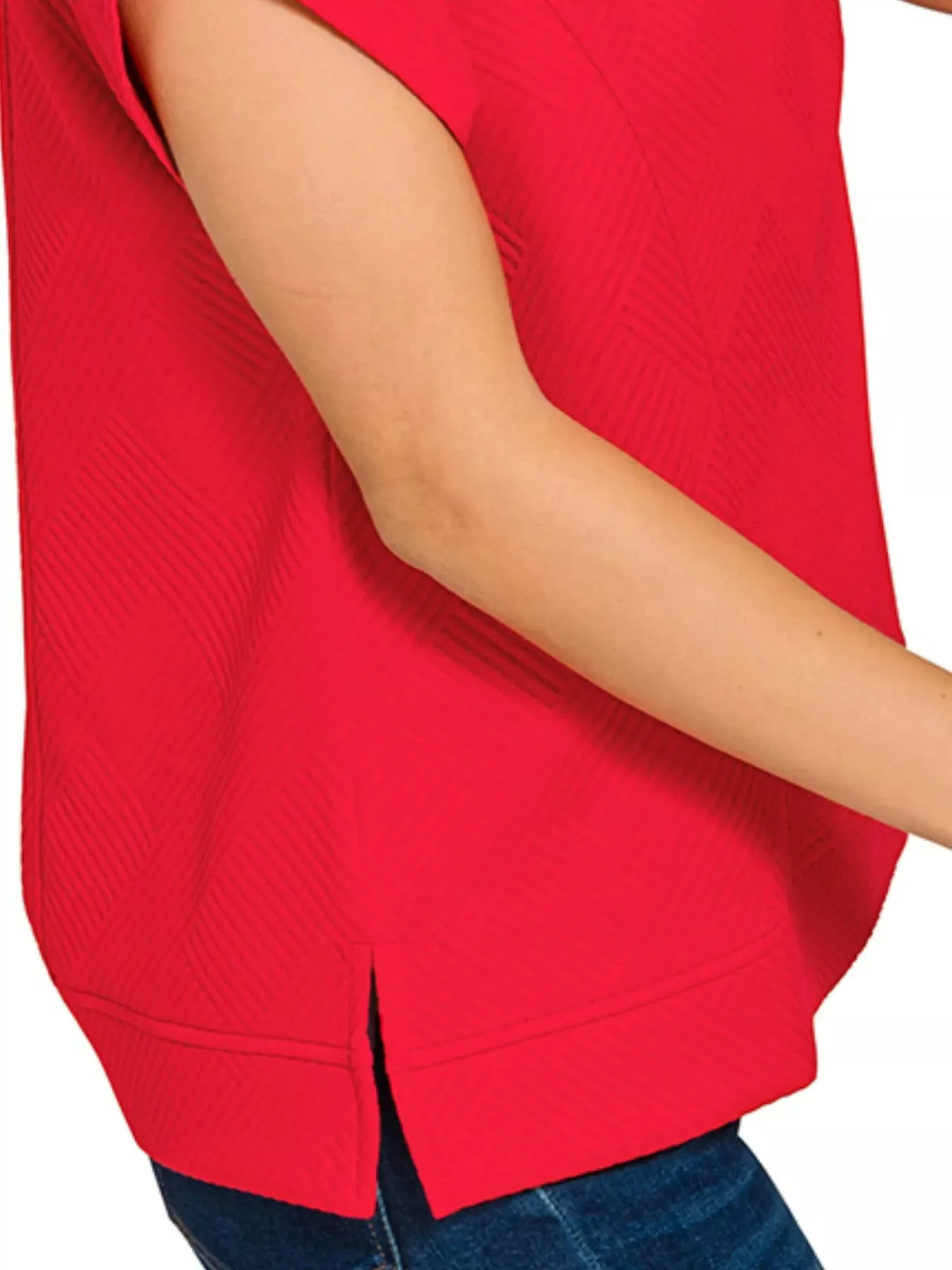 Zenana Textured Knit Jacquard Short Sleeve Top sold by Charming Charlie product image thumbnail 3