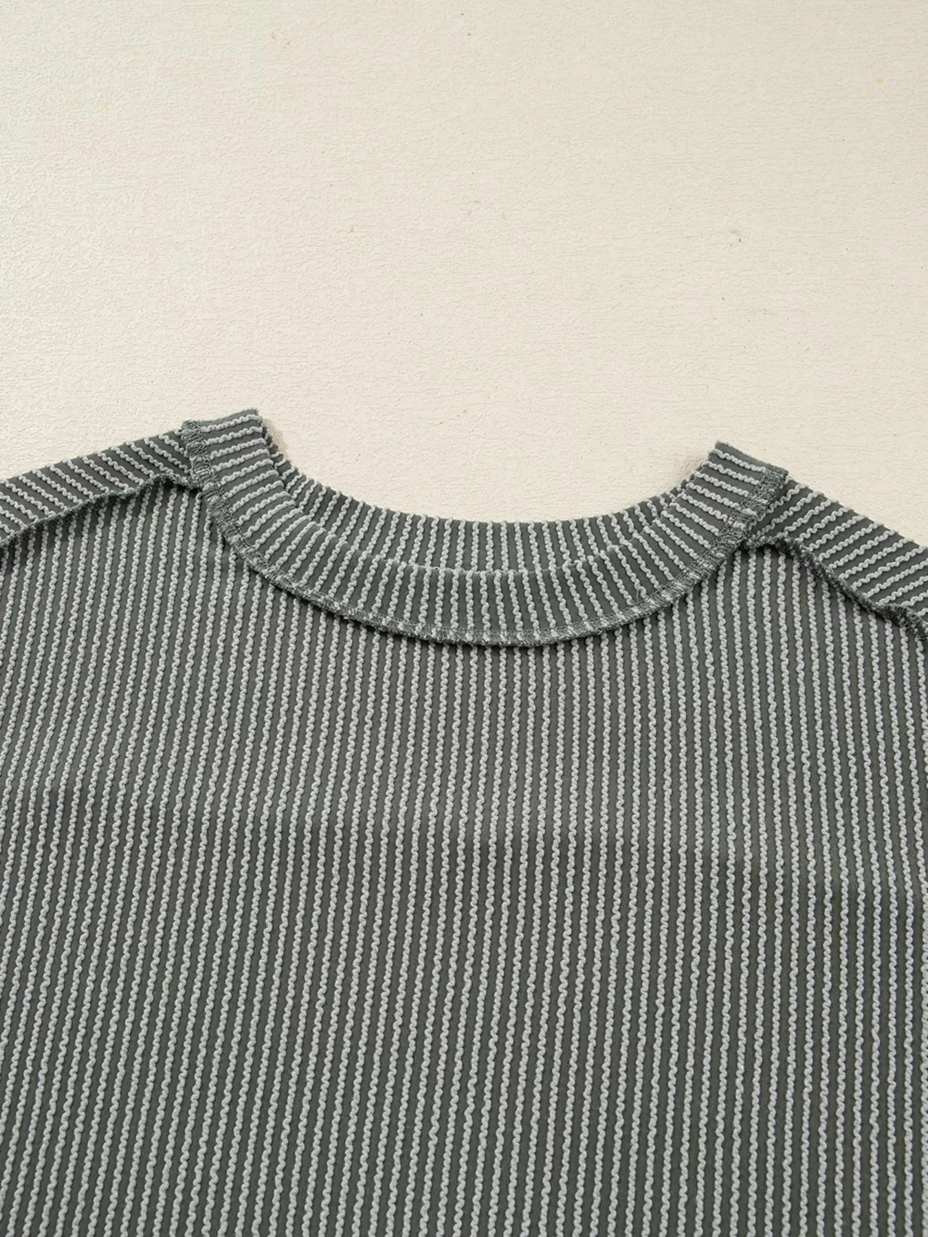 Twist Ribbed Exposed Seam Detail Long Sleeve Loose Top sold by Charming Charlie product image thumbnail 5
