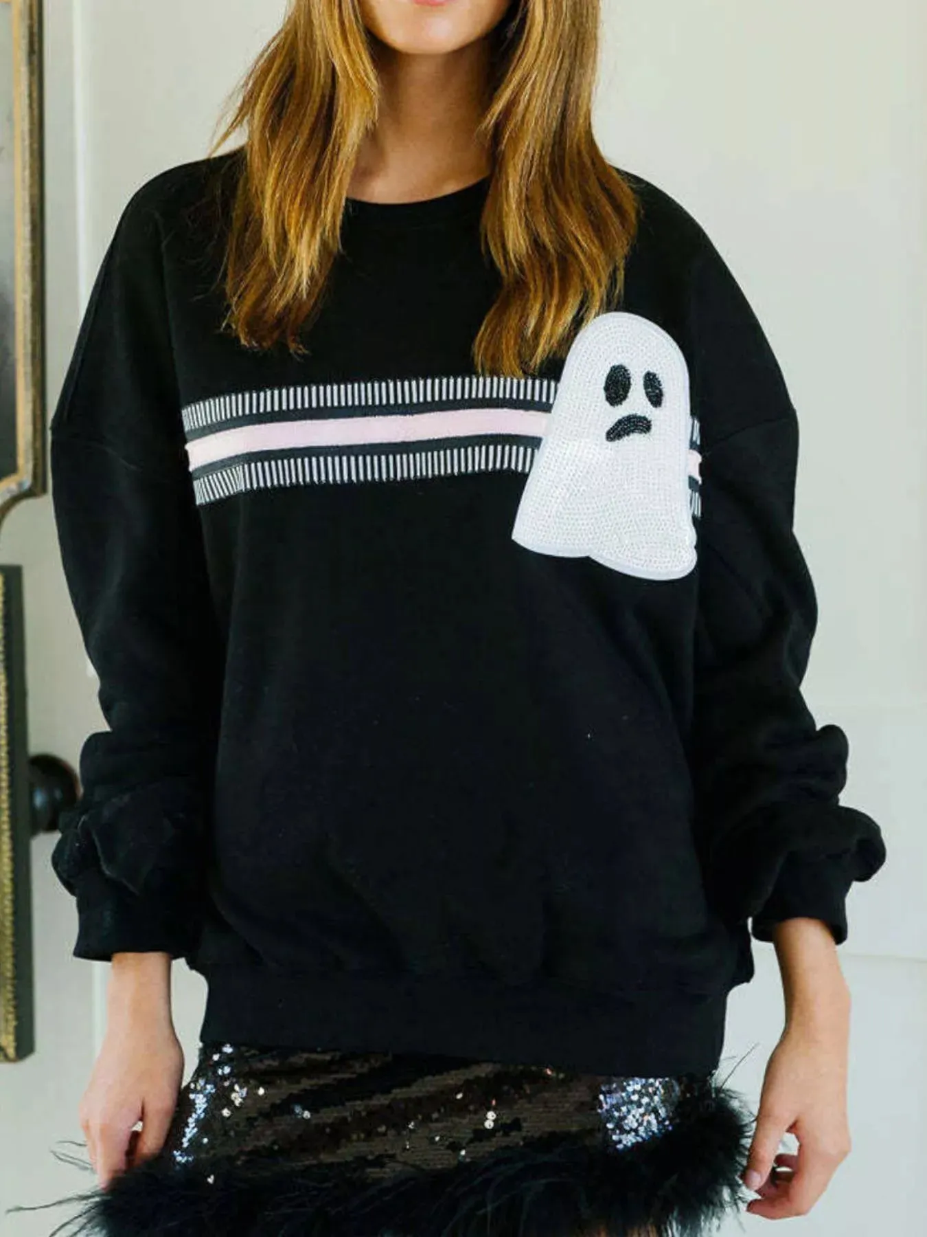 Halloween Sequin Round Neck Sweatshirt sold by Charming Charlie product image thumbnail 4