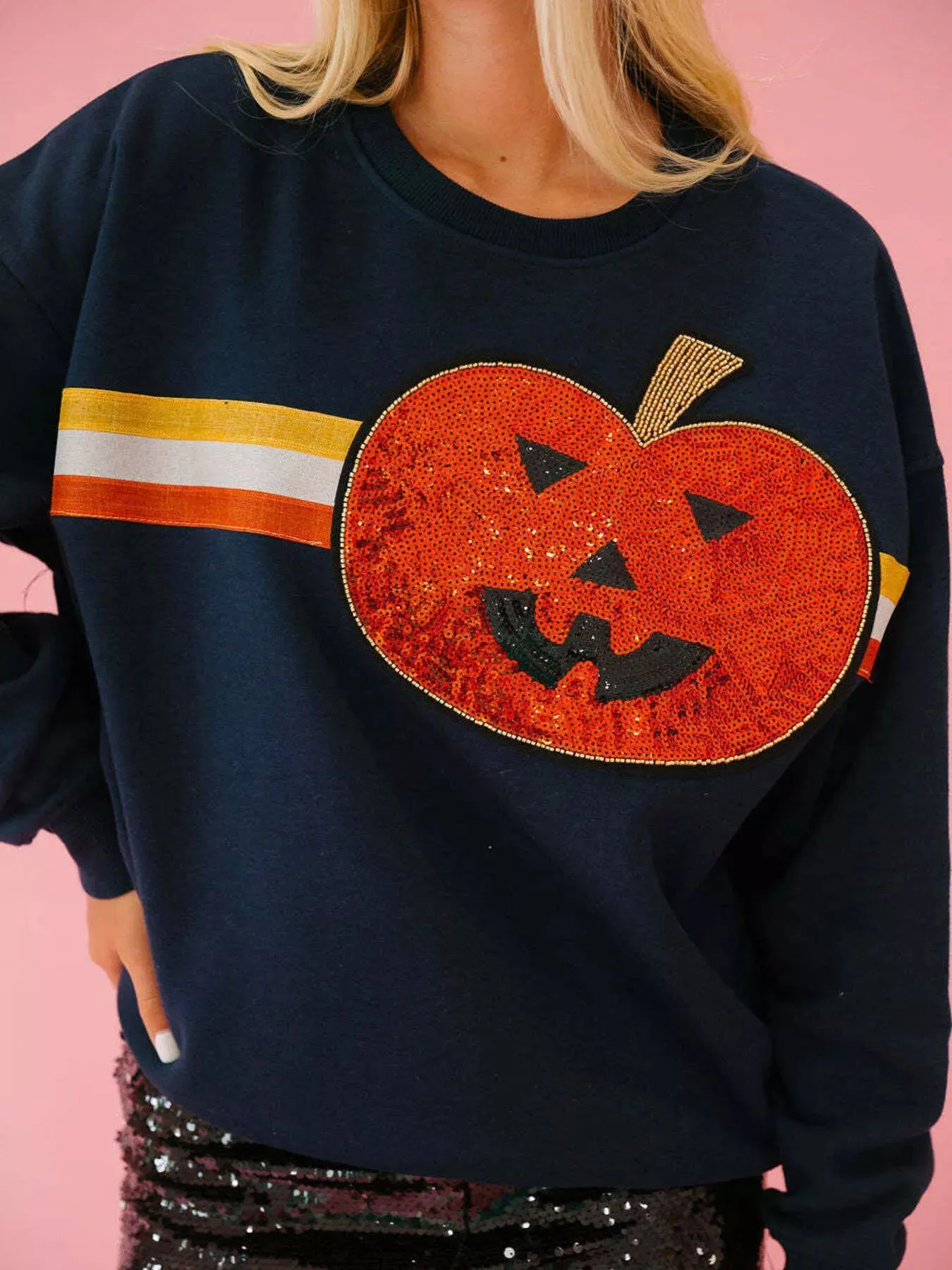 Halloween Sequin Round Neck Sweatshirt sold by Charming Charlie product image thumbnail 3