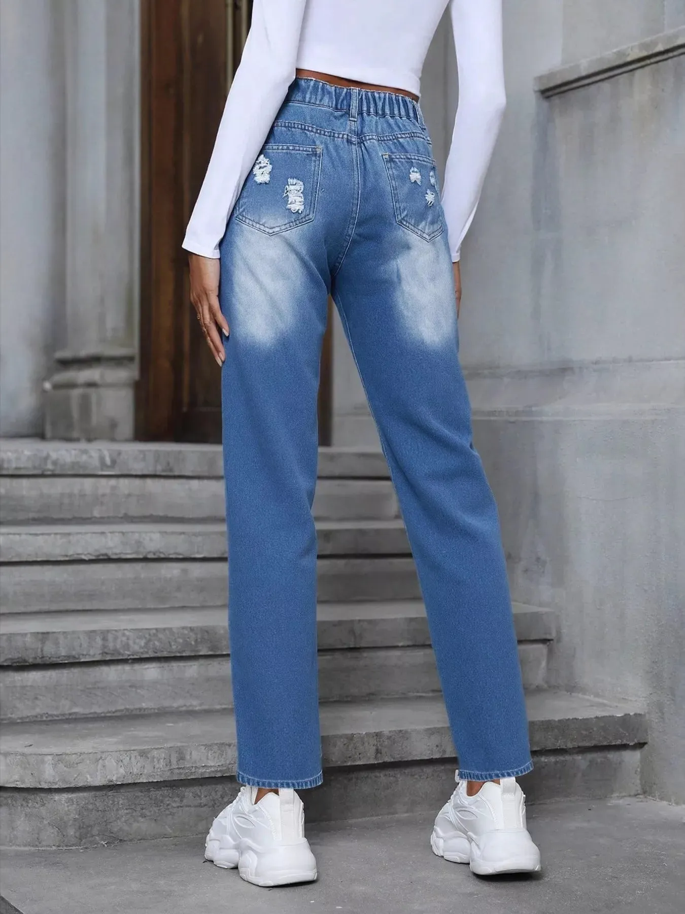 Floral Embroidered High Waist Distressed Jeans sold by Charming Charlie product image thumbnail 5