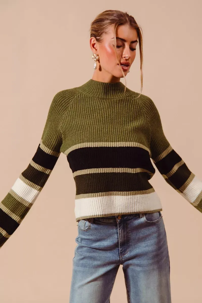 SO ME Multi Color Striped Mock Neck Sweater sold by Charming Charlie product image thumbnail 5