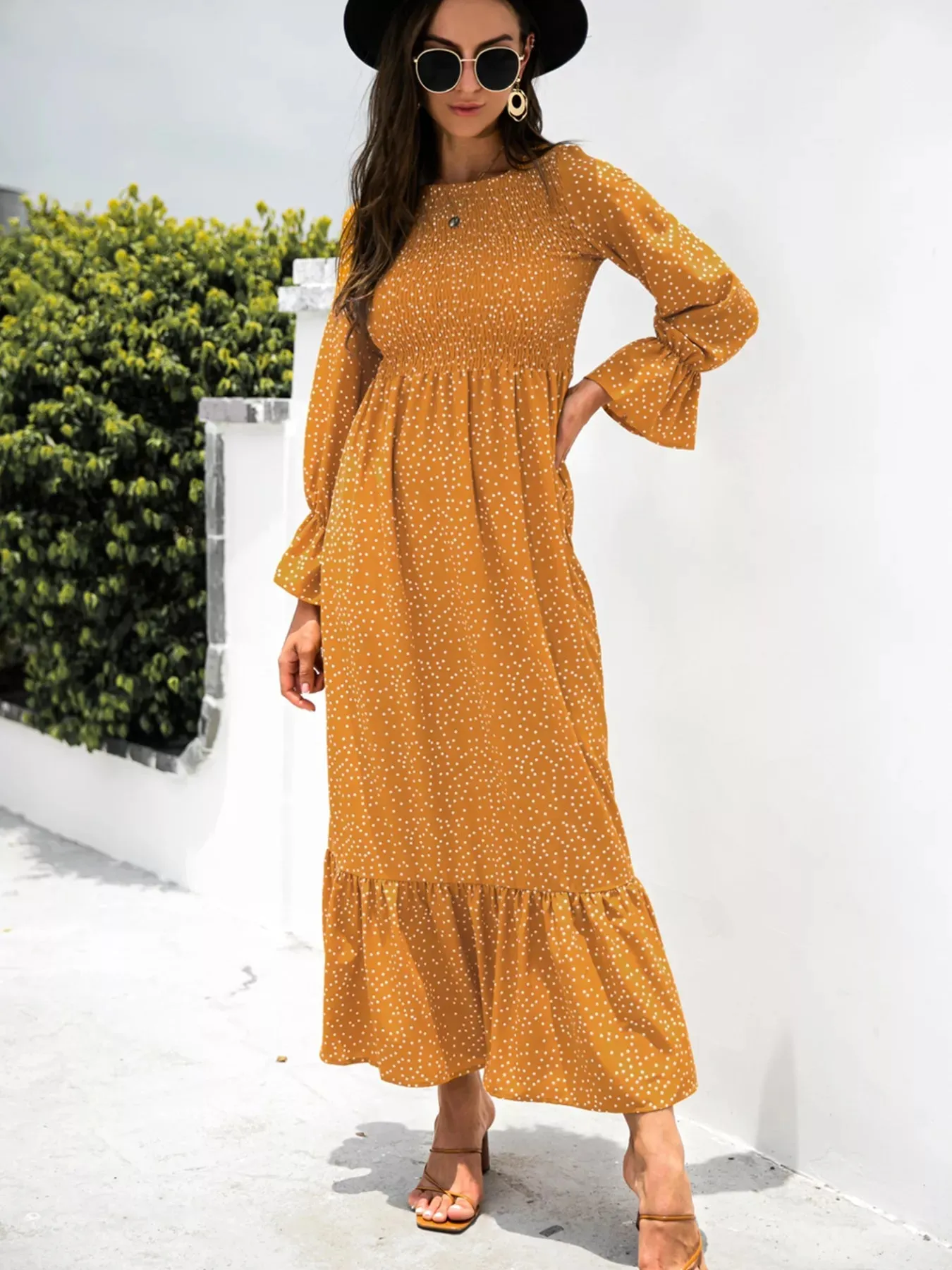 Ruffled Printed Long Sleeve Maxi Dress sold by Charming Charlie product image thumbnail 5