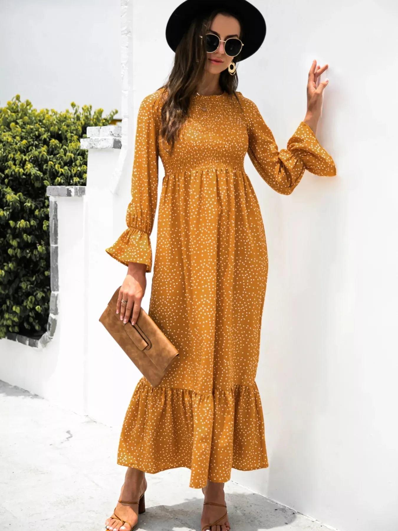 Ruffled Printed Long Sleeve Maxi Dress sold by Charming Charlie product image thumbnail 2