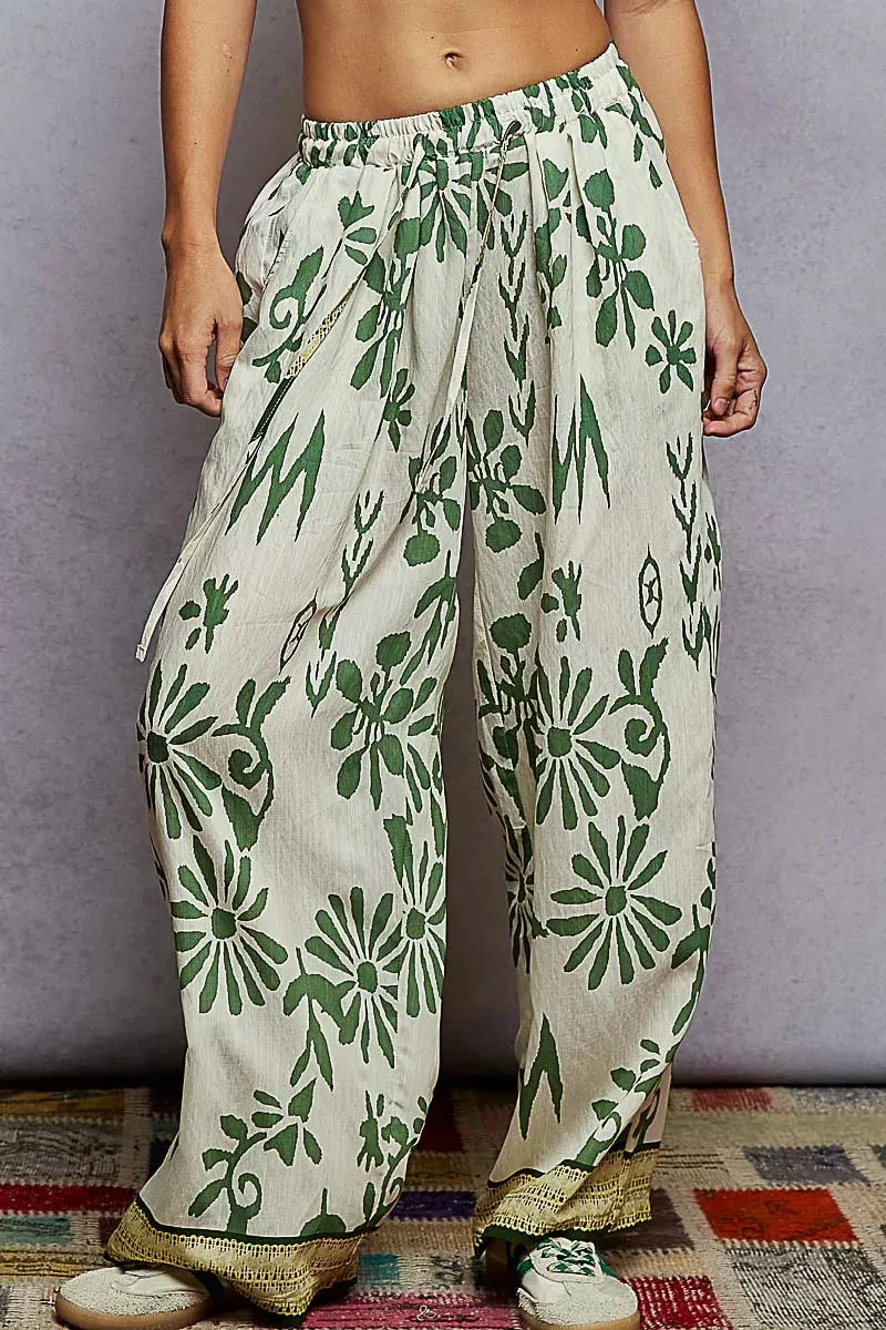 POL Floral Printed Woven Wide Leg Drawstring Pants sold by Charming Charlie