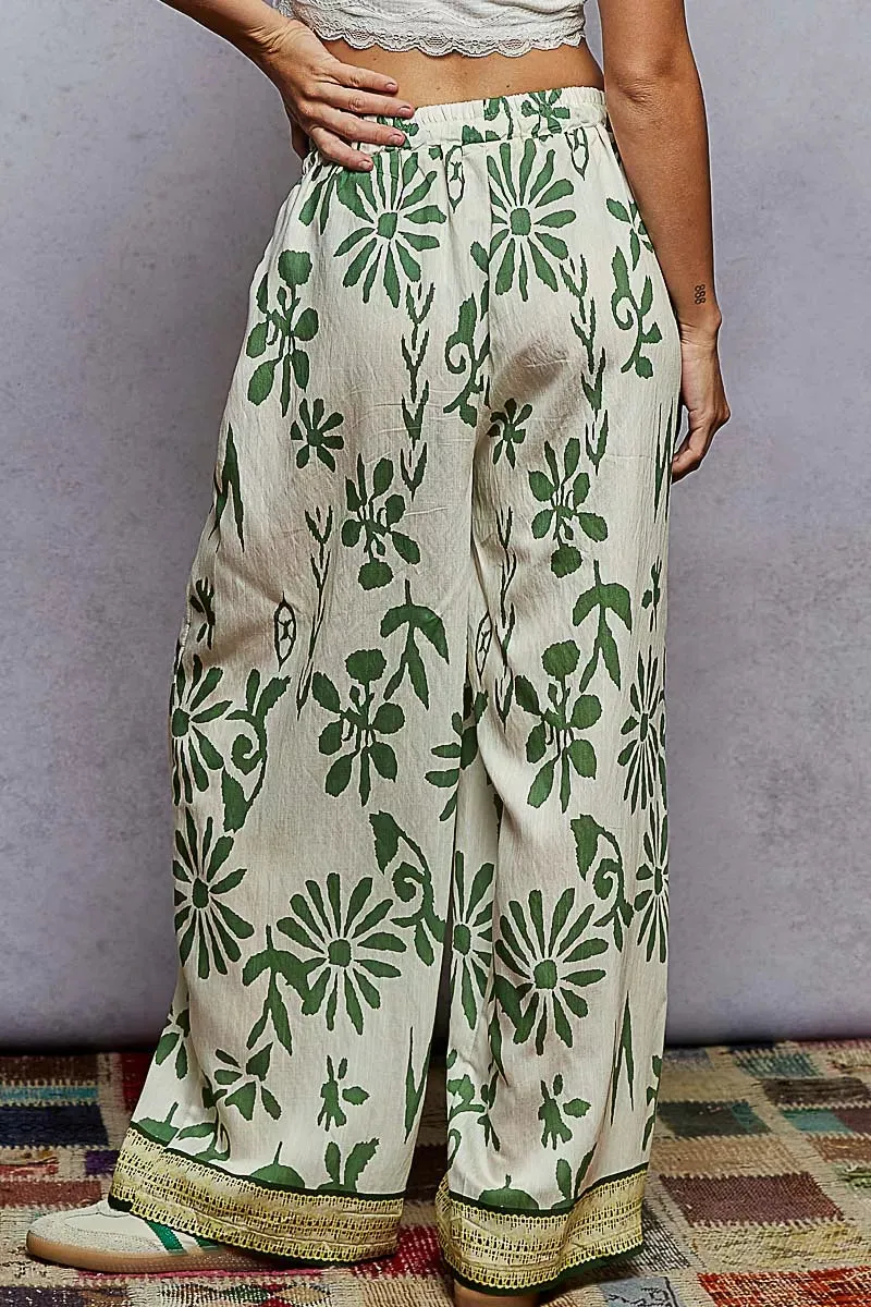POL Floral Printed Woven Wide Leg Drawstring Pants sold by Charming Charlie product image thumbnail 3