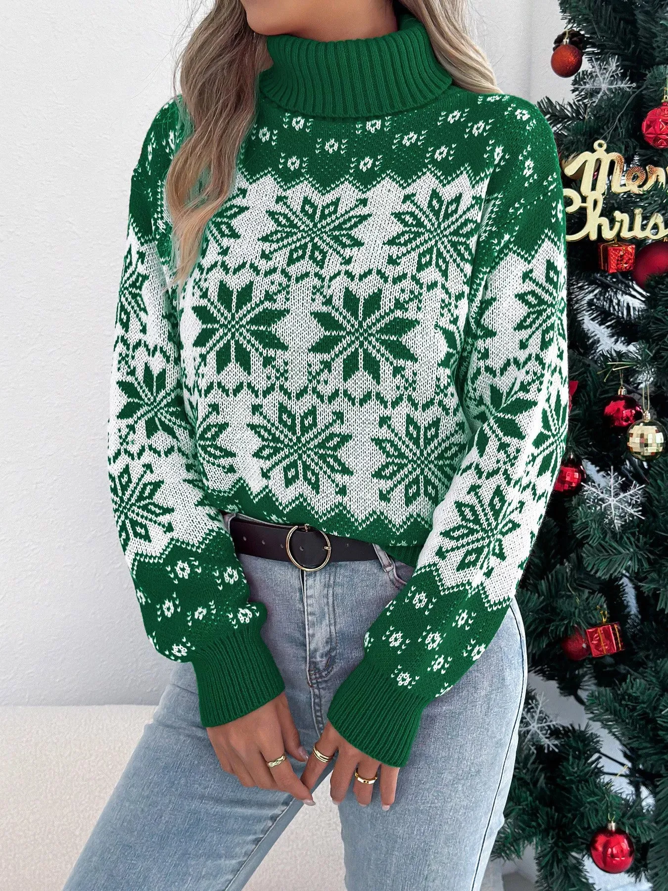Christmas Snowflake Turtleneck Long Sleeve Sweater sold by Charming Charlie product image thumbnail 5