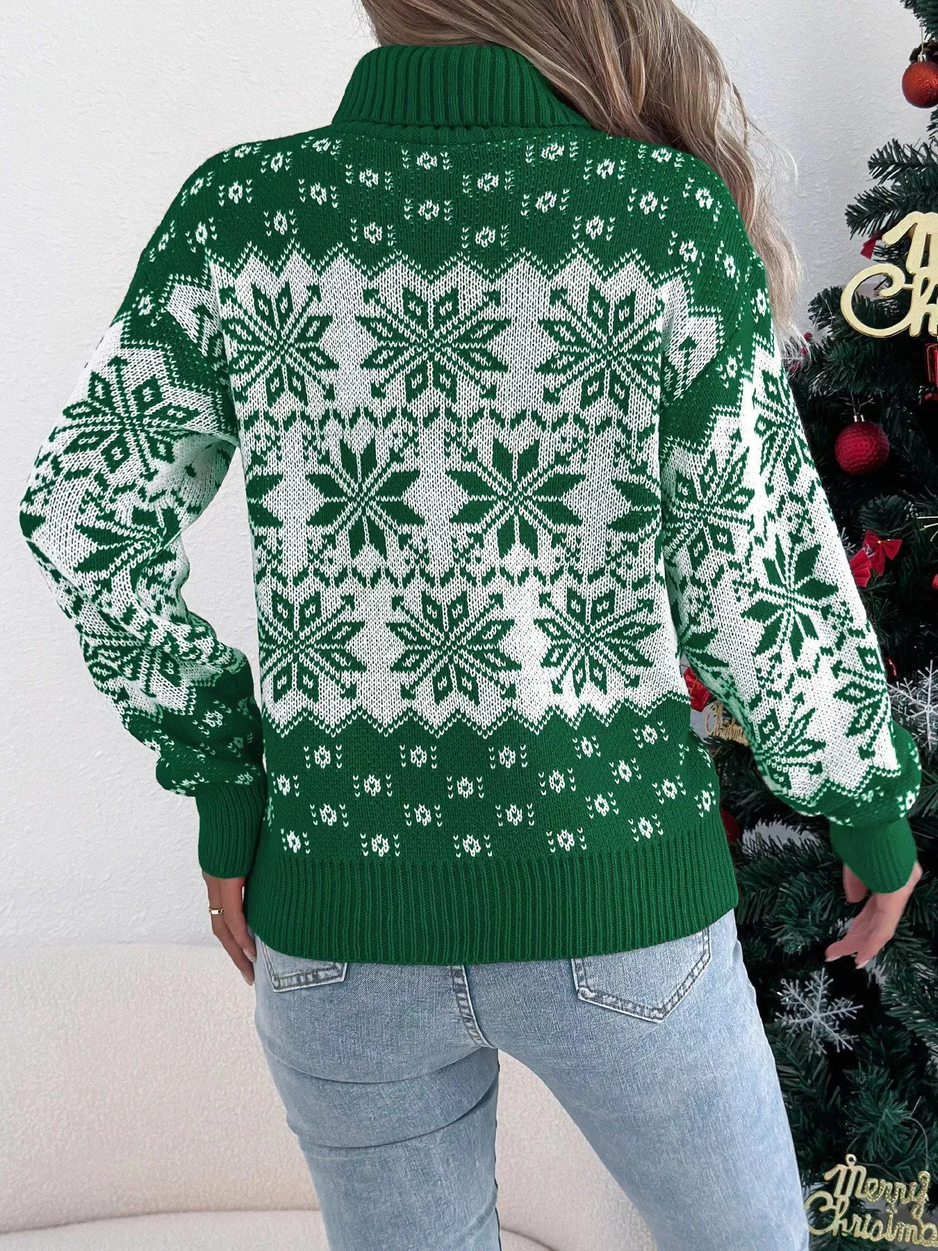 Christmas Snowflake Turtleneck Long Sleeve Sweater sold by Charming Charlie product image thumbnail 2