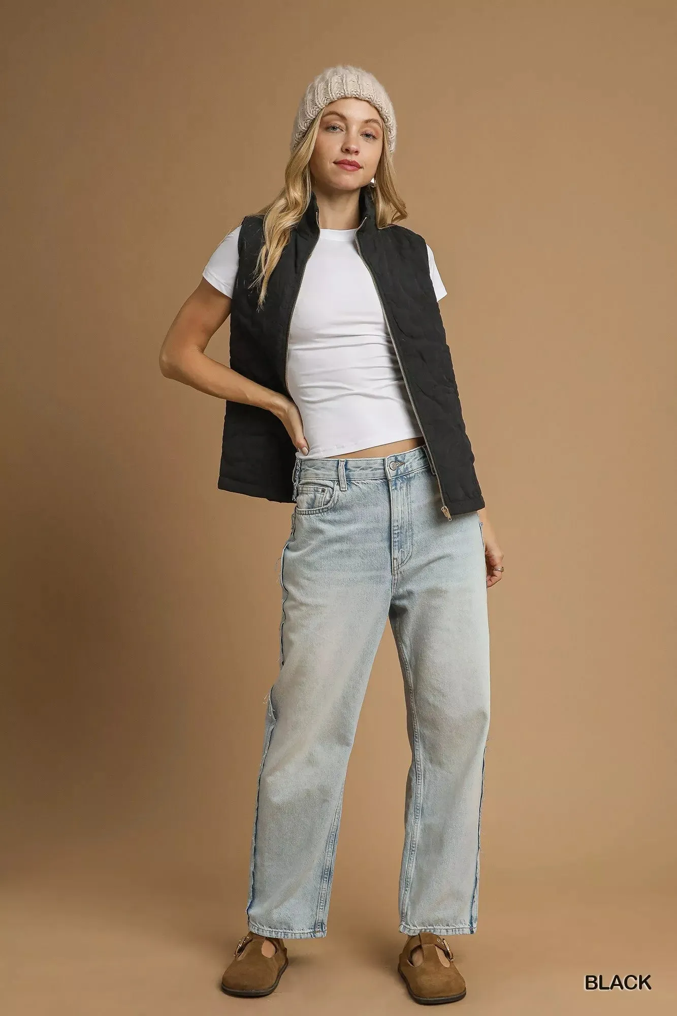 Umgee Quilted Floral Zip Up Vest with Pockets sold by Charming Charlie product image thumbnail 4