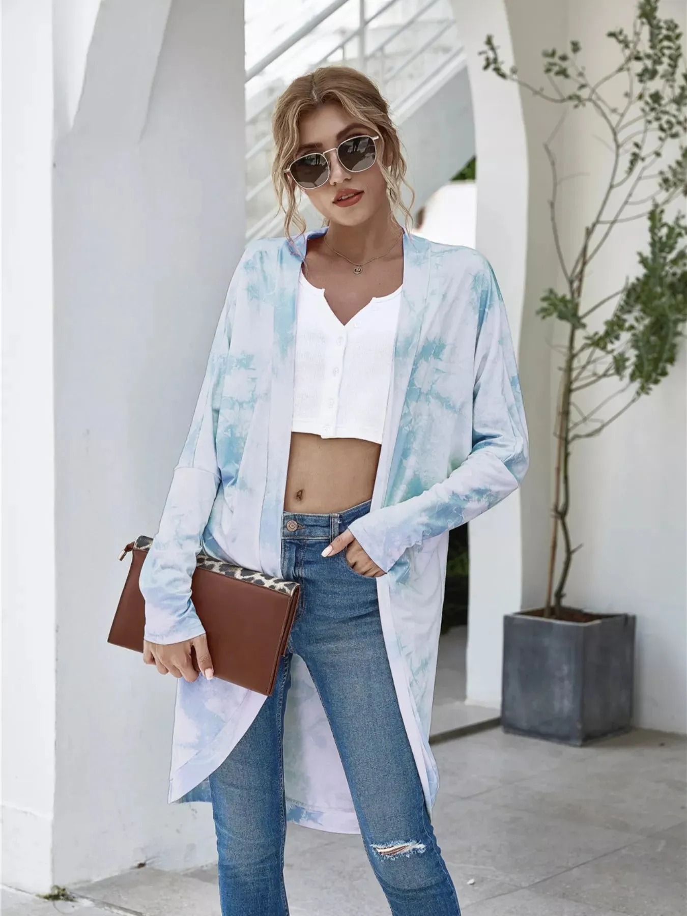 Tie-Dye Oversized Open Front Cardigan sold by Charming Charlie product image thumbnail 3