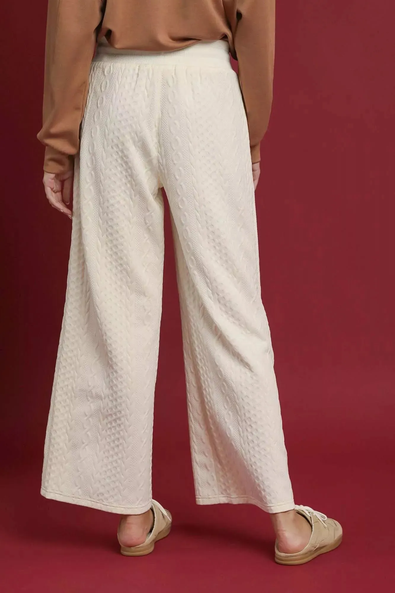 Umgee Cable Knit Textured Wide Leg Pants sold by Charming Charlie product image thumbnail 3
