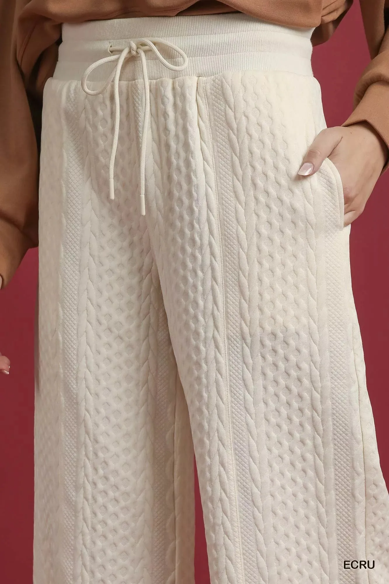 Umgee Cable Knit Textured Wide Leg Pants sold by Charming Charlie product image thumbnail 5
