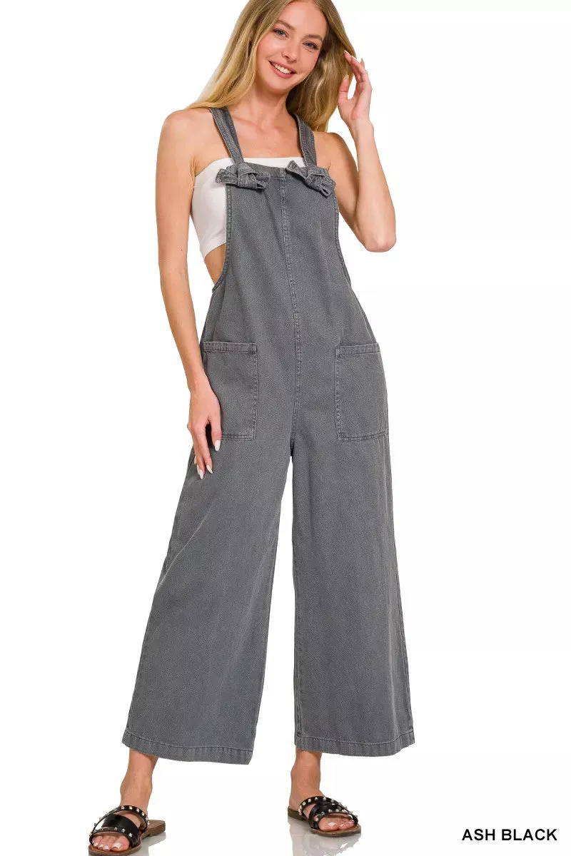 Zenana Washed Knot Strap Pockets Jumpsuit sold by Charming Charlie product image thumbnail 2