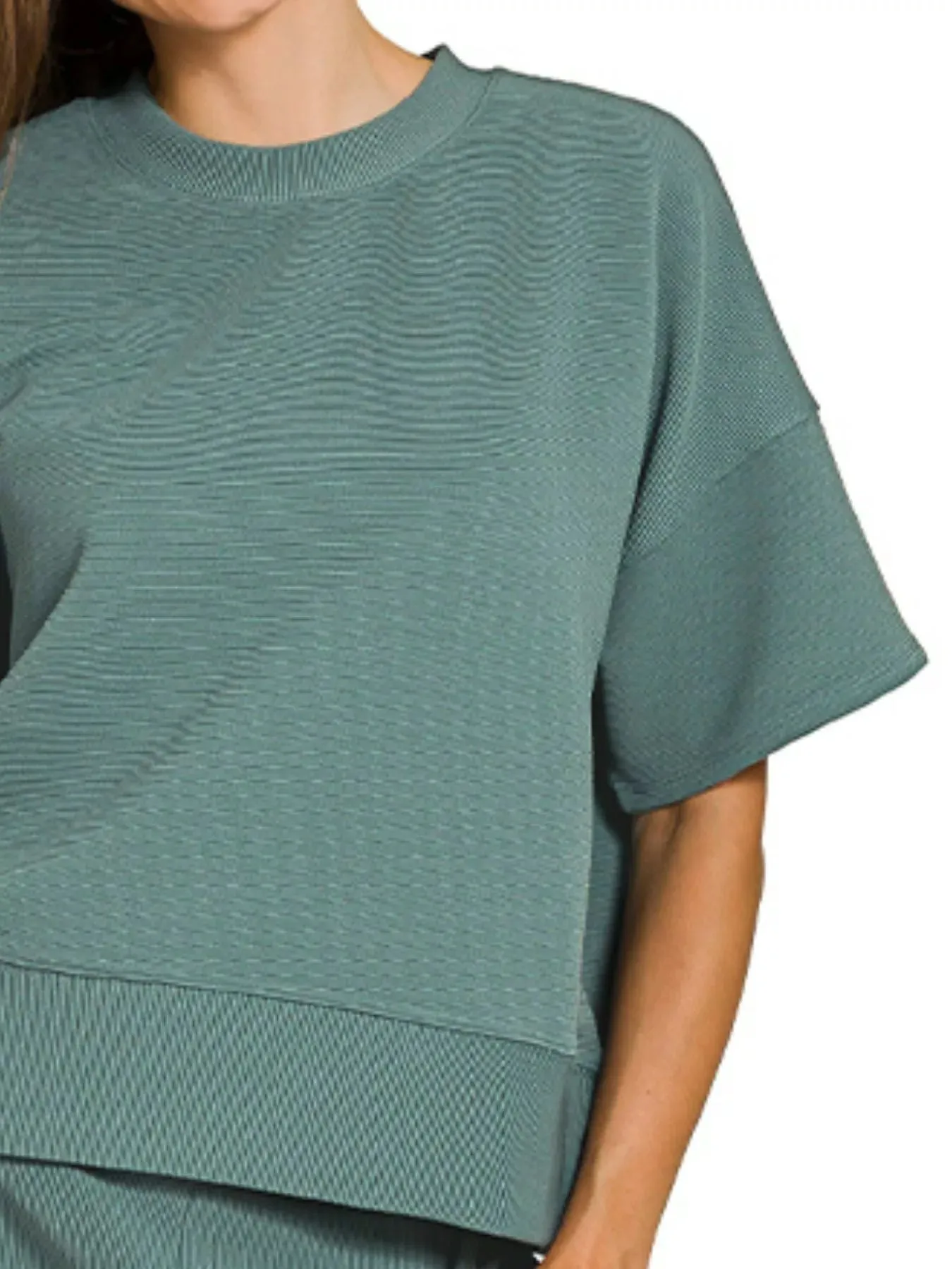 Zenana Ribbed Round Neck Tee & Pants Set sold by Charming Charlie product image thumbnail 3