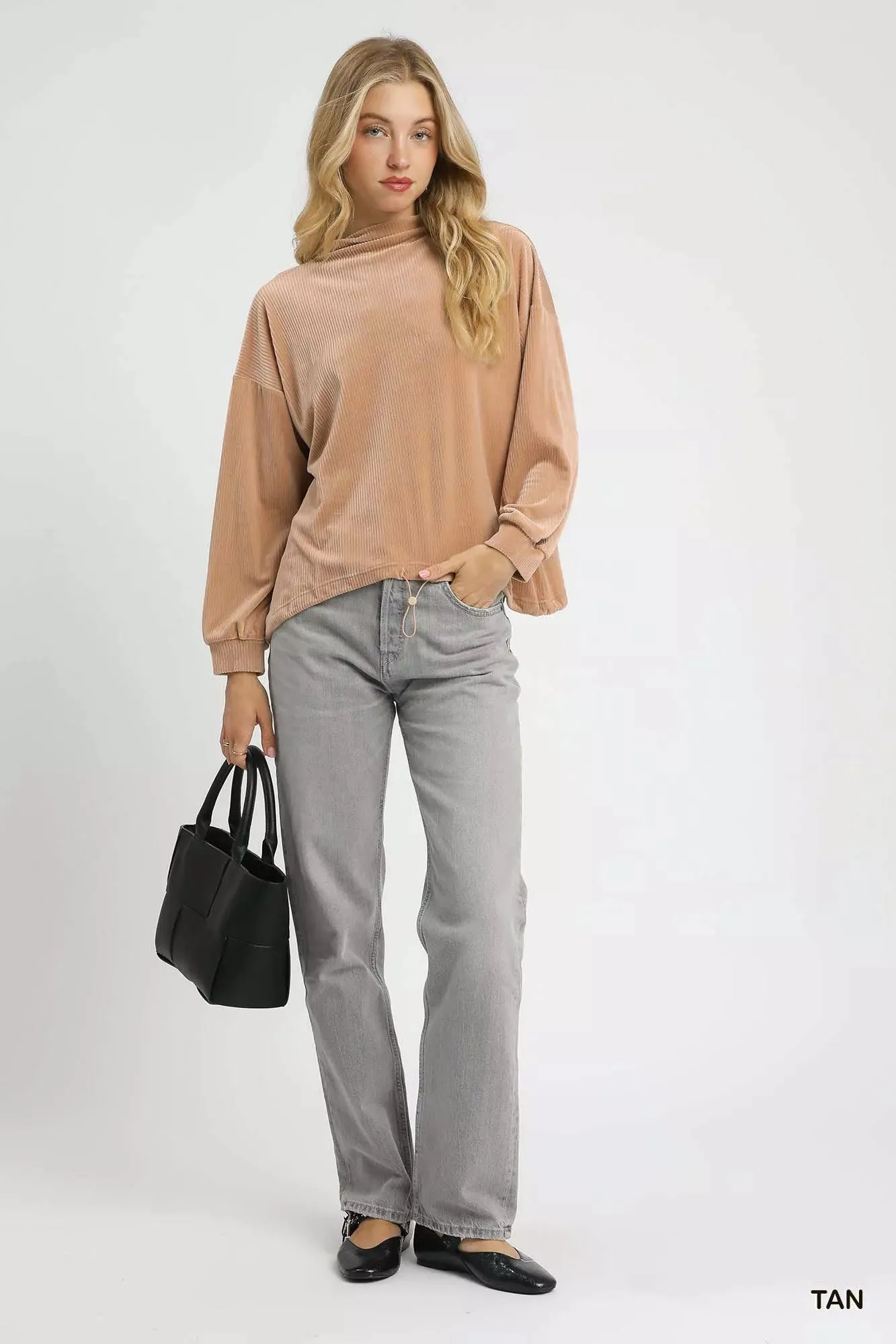 Umgee Ribbed Drawstring Hem Knit Top sold by Charming Charlie product image thumbnail 2