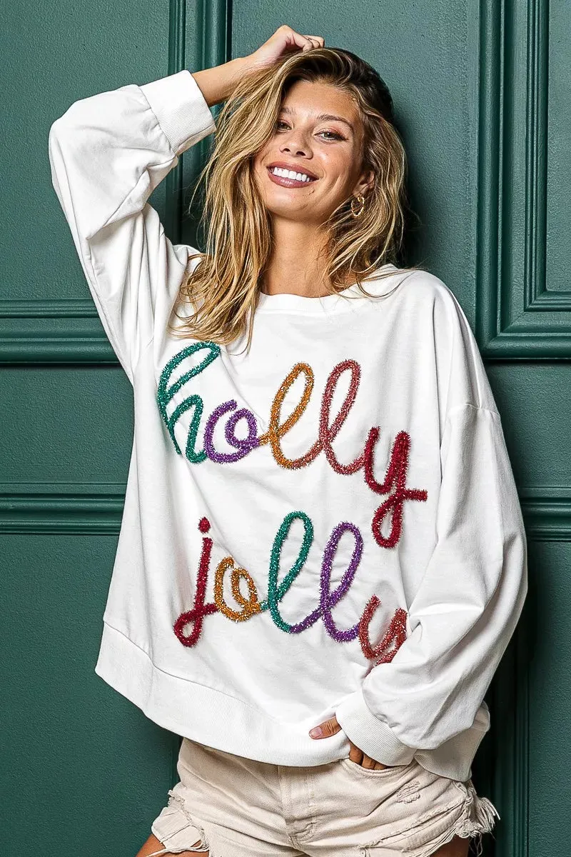 BiBi Holly Jolly Christmas French Terry Sweatshirt sold by Charming Charlie product image thumbnail 2
