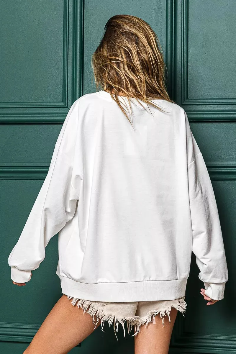 BiBi Holly Jolly Christmas French Terry Sweatshirt sold by Charming Charlie product image thumbnail 3