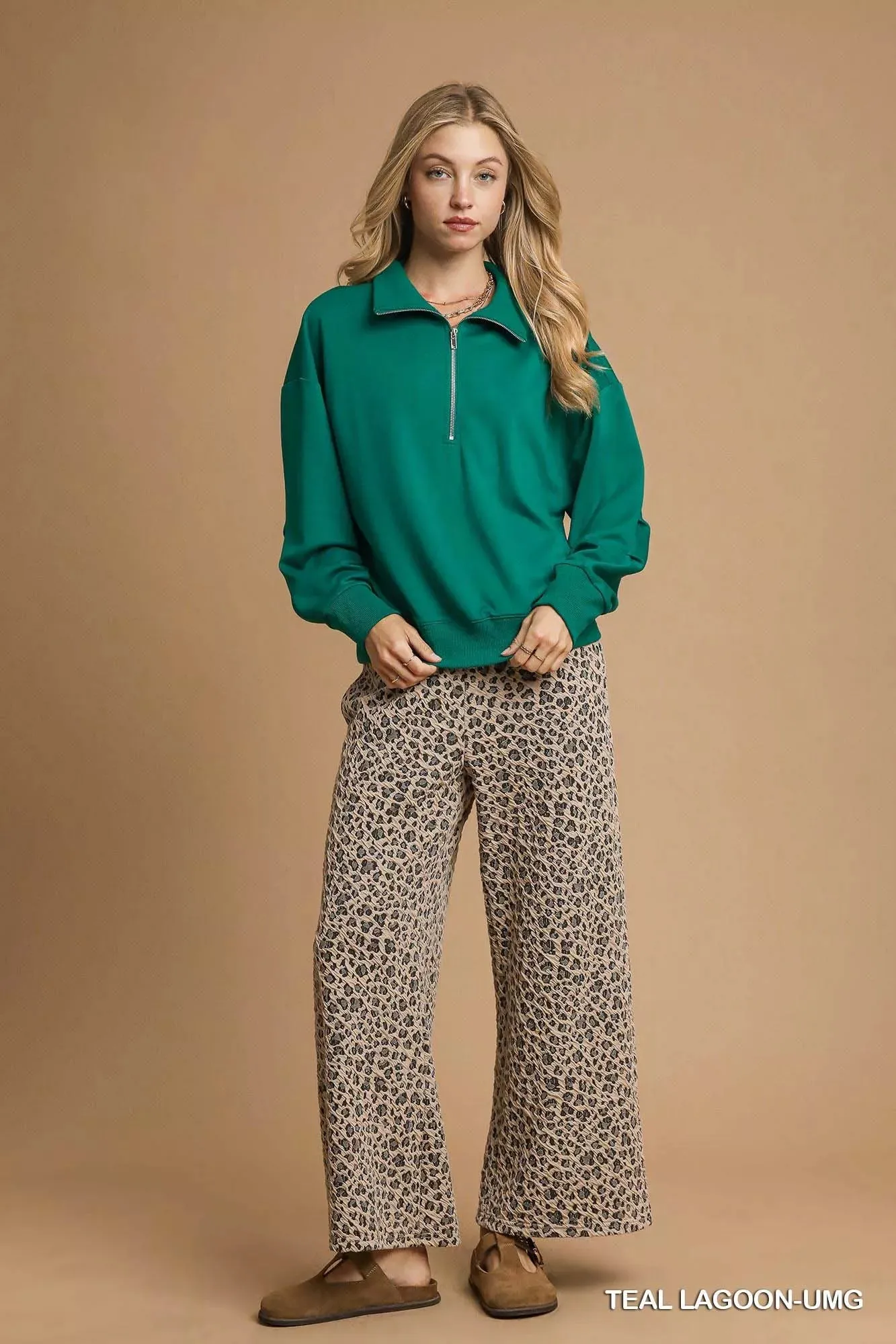 Umgee Half Zip Drop Shoulder Sweatshirt sold by Charming Charlie product image thumbnail 4