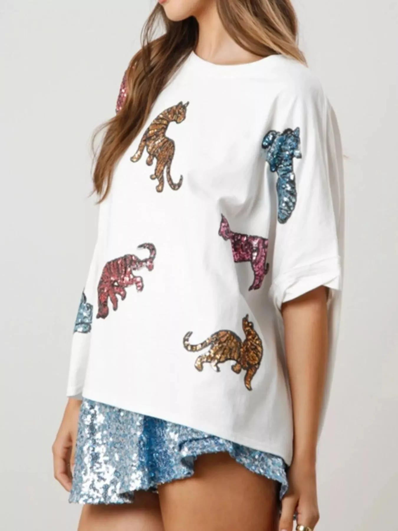 Sequin Tiger Round Neck T-Shirt sold by Charming Charlie product image thumbnail 3