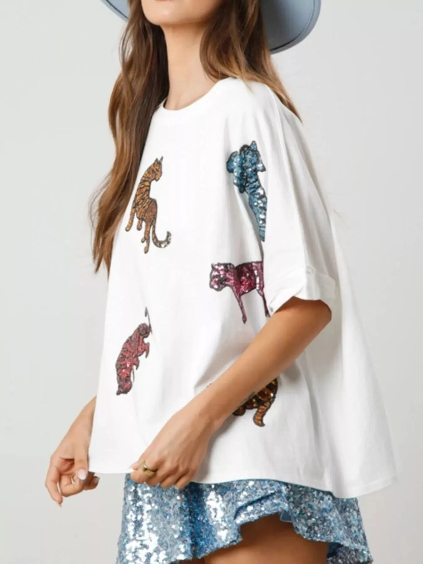 Sequin Tiger Round Neck T-Shirt sold by Charming Charlie product image thumbnail 4