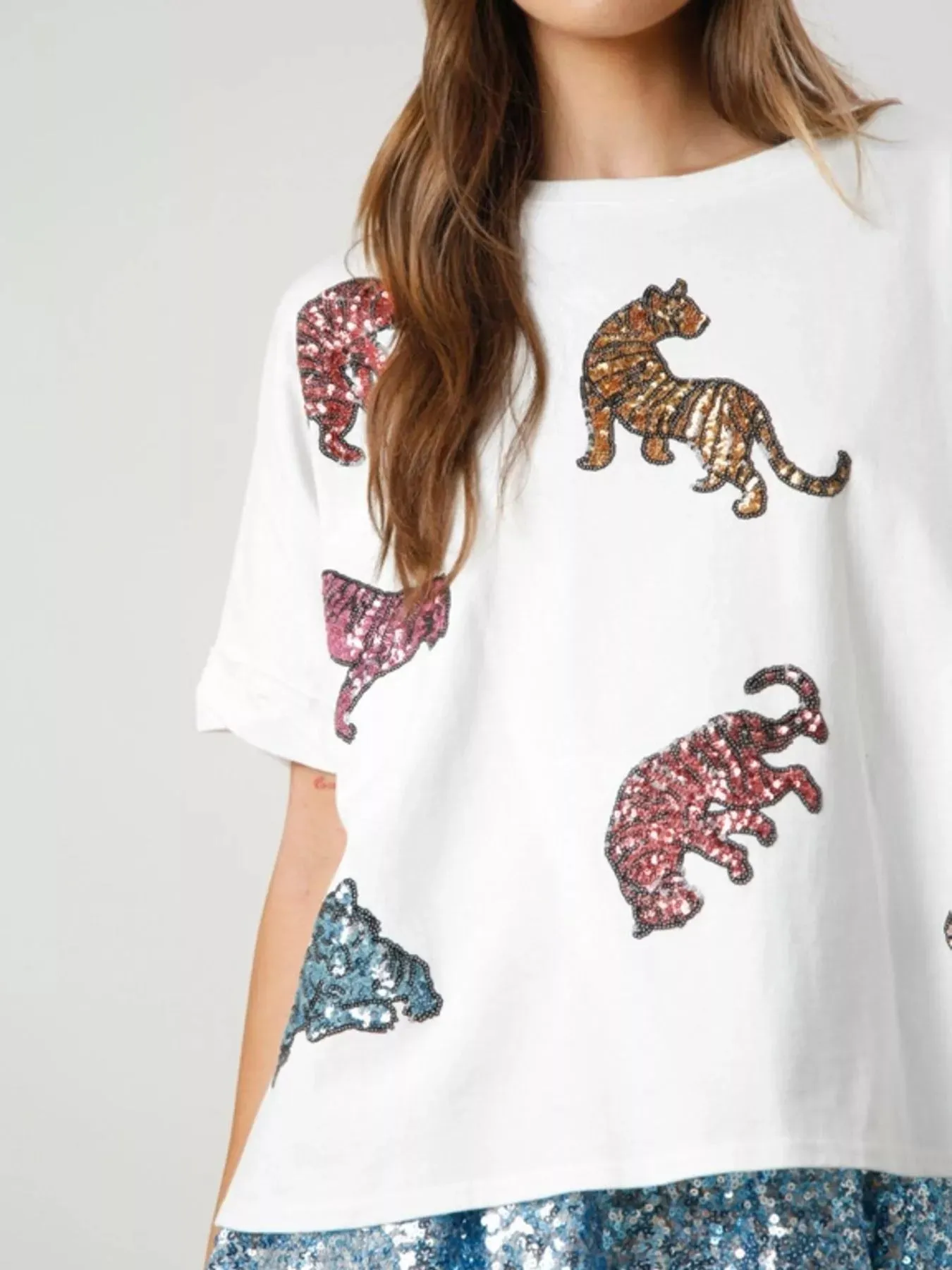 Sequin Tiger Round Neck T-Shirt sold by Charming Charlie product image thumbnail 2