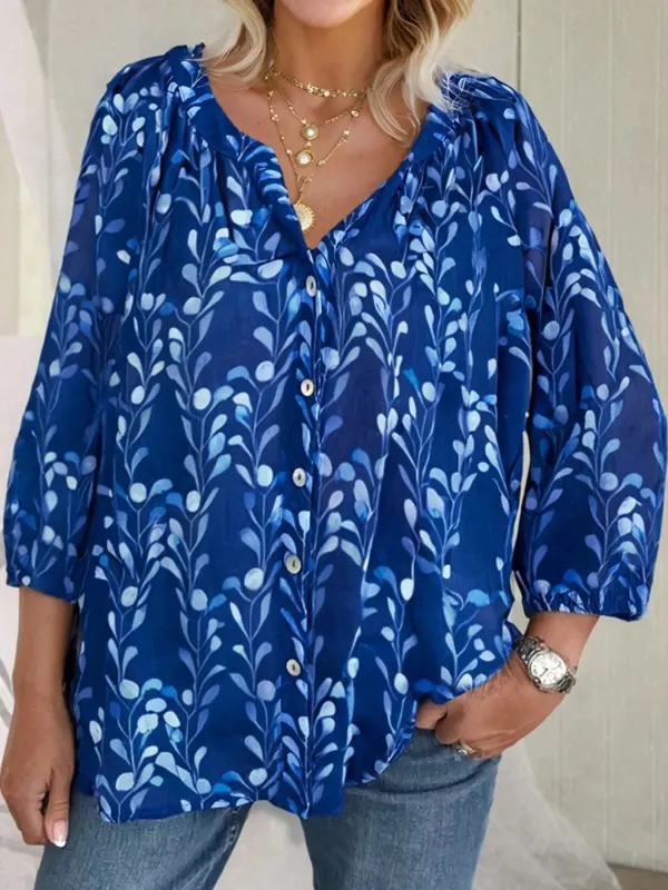 Botanical Print Button Up Shirt sold by Charming Charlie