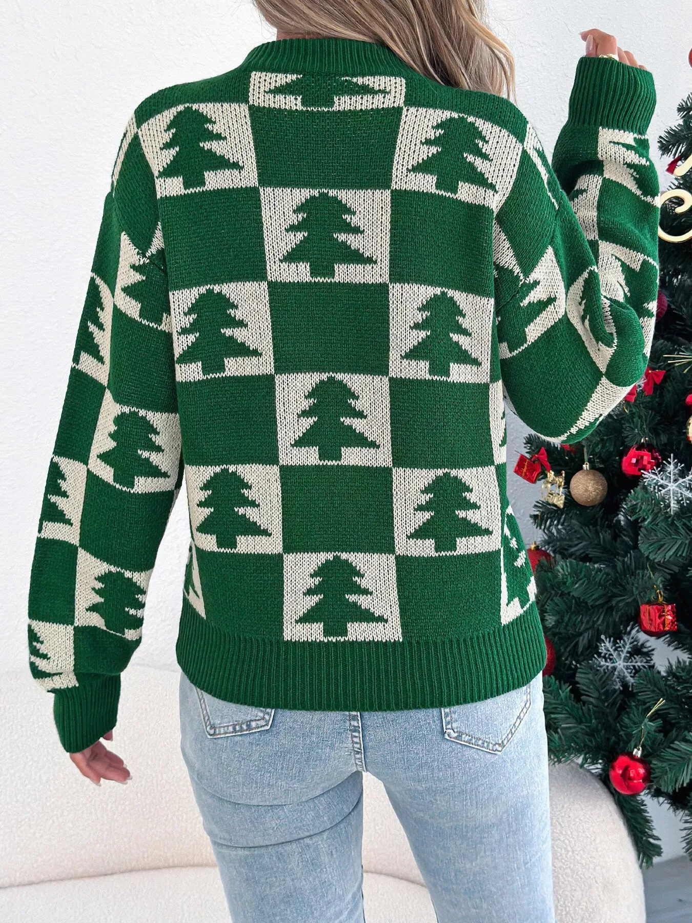 Christmas Tree Checkerboard Pattern Sweater sold by Charming Charlie product image thumbnail 2