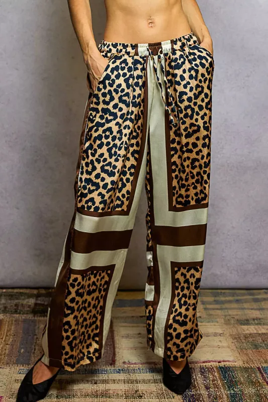POL Leopard Printed Woven Wide Leg Drawstring Pants sold by Charming Charlie