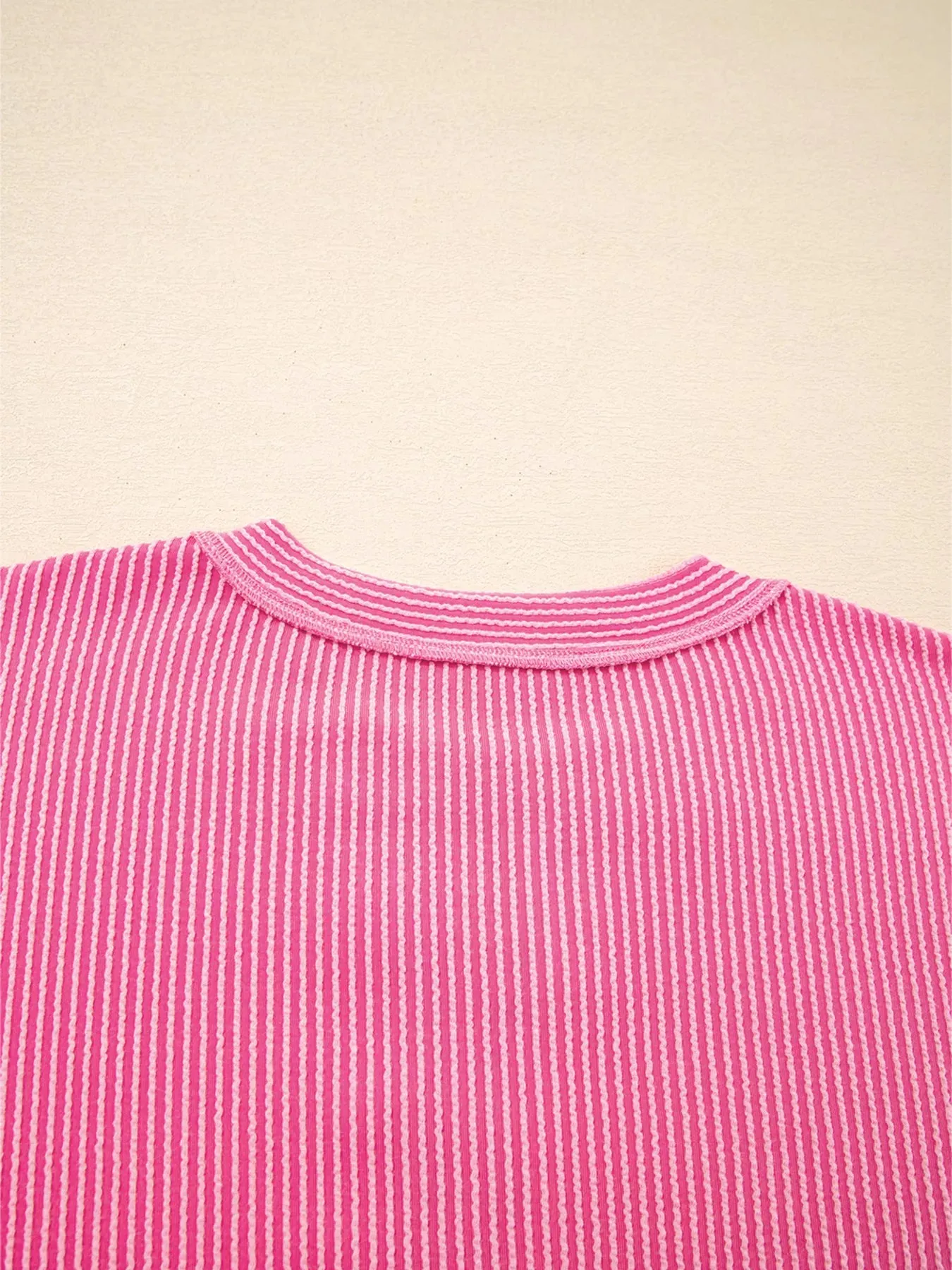 Corded Texture Plaid Color Block Patchwork Split Neck Long Sleeve Top sold by Charming Charlie product image thumbnail 5