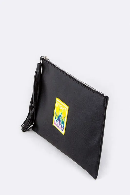 Fight Like A Girl Tasseled Leather Pouch sold by Charming Charlie product image thumbnail 2