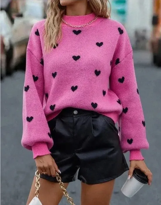 All over heart sweater sold by Charming Charlie