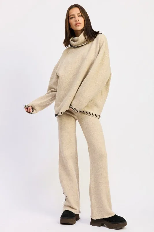 WIDE LEG PANTS WITH BLANKET STITCHING sold by Charming Charlie product image thumbnail 4