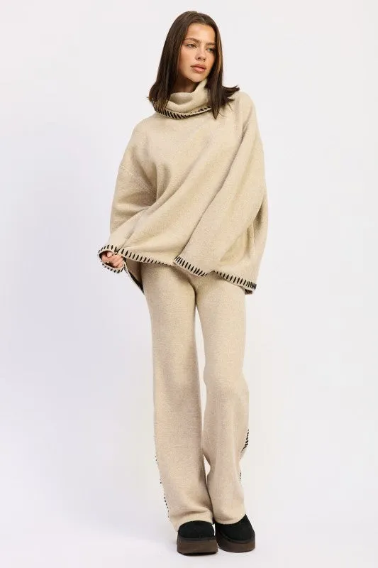 WIDE LEG PANTS WITH BLANKET STITCHING sold by Charming Charlie product image thumbnail 5