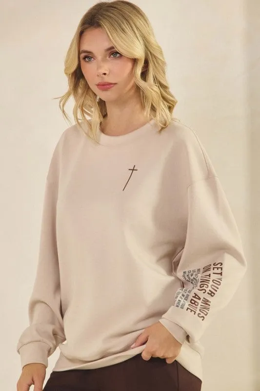 Set Your Minds Ultra Comfy Graphic Sweatshirt sold by Charming Charlie product image thumbnail 3