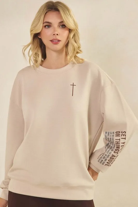 Set Your Minds Ultra Comfy Graphic Sweatshirt sold by Charming Charlie product image thumbnail 4