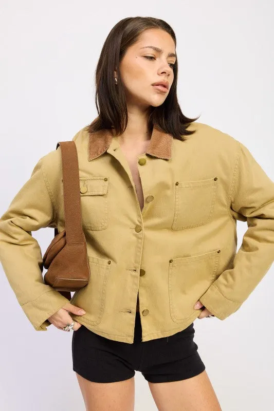 COMBO CHORE JACKET WITH POCKETS sold by Charming Charlie