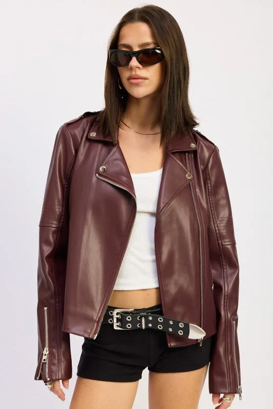 LEATHER BIKER JACKET sold by Charming Charlie