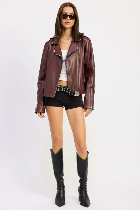 LEATHER BIKER JACKET sold by Charming Charlie product image thumbnail 3