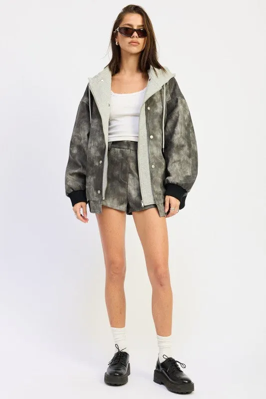 LEATHER MIX MEDIA BOMBER JACKET sold by Charming Charlie product image thumbnail 5