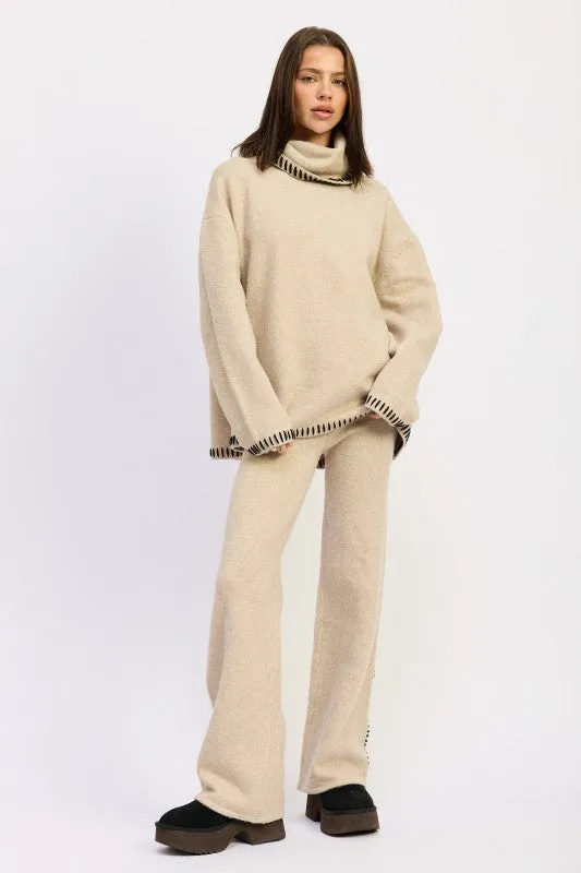 OVERSIZED TURTLE NECK SWEATER WITH STITCHING sold by Charming Charlie product image thumbnail 4